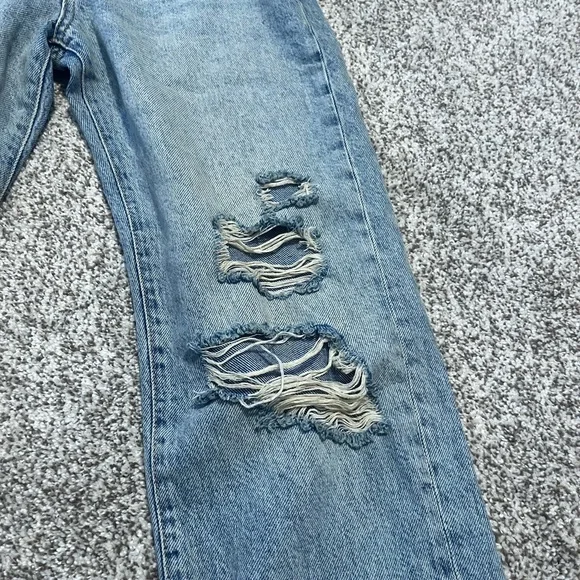 We The Free 25 Distressed Straight Leg Jeans High Rise Ripped Denim Boho - Picture 10 of 11